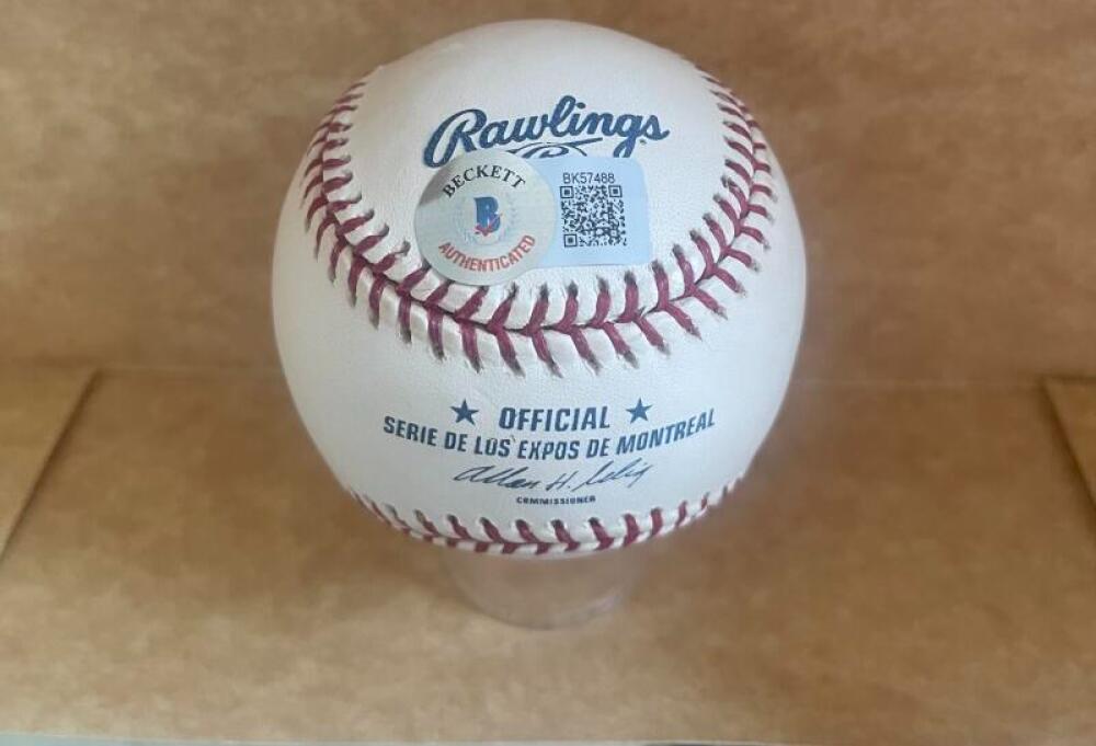 PAT LISTACH 1992 AL ROY SIGNED AUTOGRAPHED M.L. EXPOS BALL BECKETT AUTH
