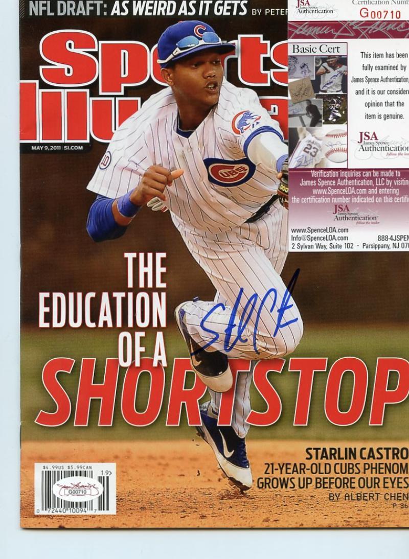 STARLIN CASTRO SPORTS ILLUSTRATED CUBS/YANKEES NO LABEL SIGNED JSA G00710