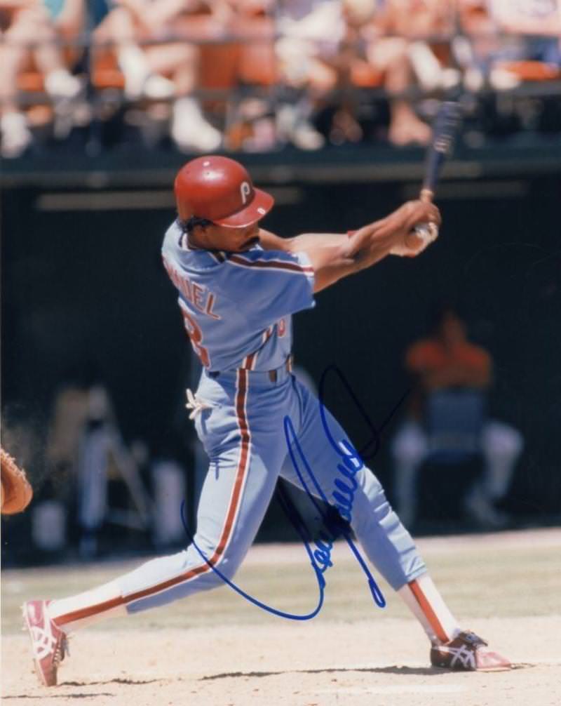 JUAN SAMUEL PHILADELPHIA PHILLIES SIGNED 8X10 PHOTO W/COA