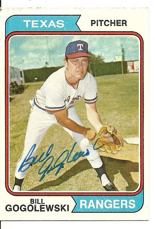 BILL GOGOLEWSKI TEXAS RANGERS SIGNED AUTOGRAPHED 1974 TOPPS CARD #242 W/COA