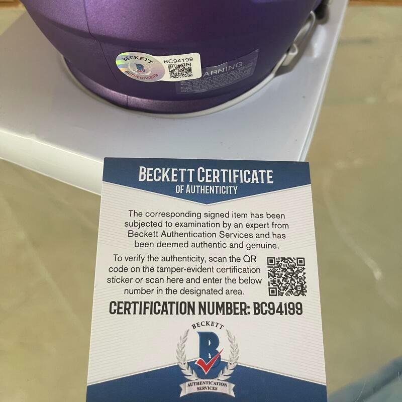 LATAVIOUS MURRAY MINNESOA VIKINGS SIGNED RIDDELL MINI HELMET BECKETT