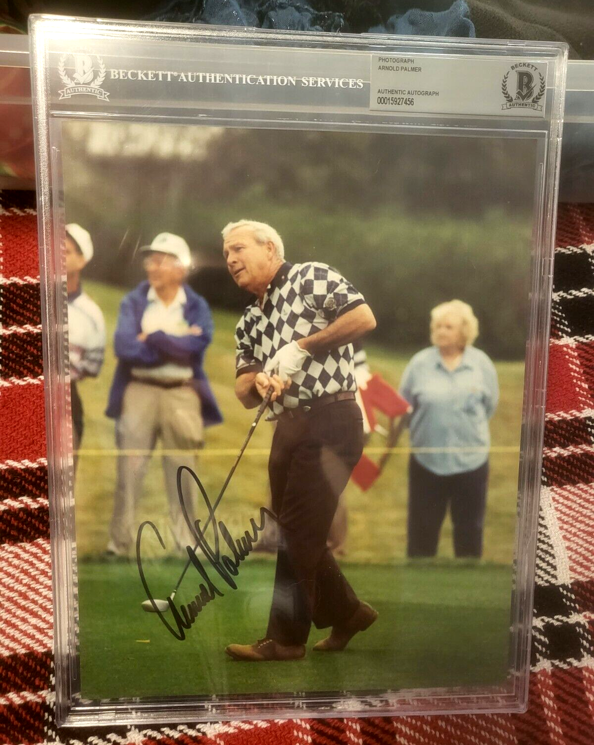 ARNOLD PALMER PGA GOLF LEGEND SIGNED AUTOGRAPHED 8X10 PHOTO BECKETT SLABBED