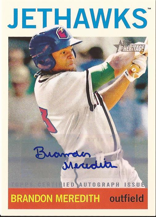 BRANDON MEREDITH JETHAWKS 2013 TOPPS HERITAGE AUTOGRAPHED SIGNED RC CARD #BM