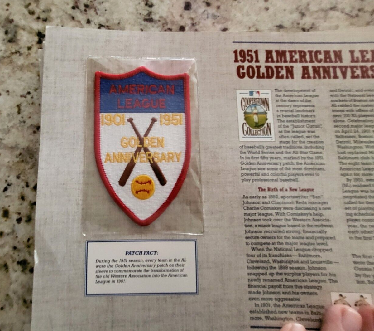 1994 COOPERSTOWN 1951 A.L. GOLDEN ANNIVERSARY EMBLEM PATCH WILLABEE WARD