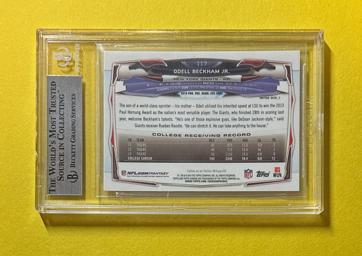 2014 TOPPS CHROME ODELL BECKHAM JR. BASE ROOKIE #117A BGS NM-MT+ 8.5 GIANTS