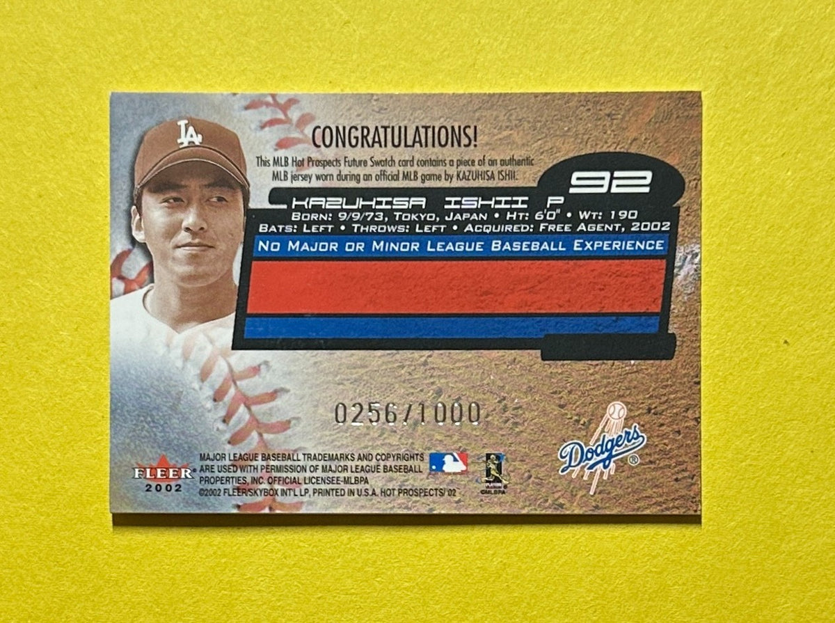 2002 FLEER HOT PROSPECTS KAZUHISA ISHII RELIC /1000 #92 DODGERS