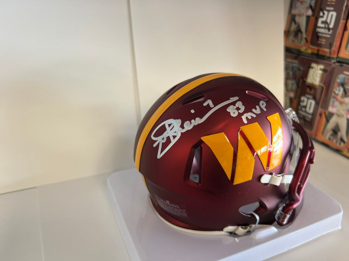 JOE THEISMANN 83 MVP REDSKINS SIGNED AUTOGRAPHED SPEED MINI HELMET JSA COA