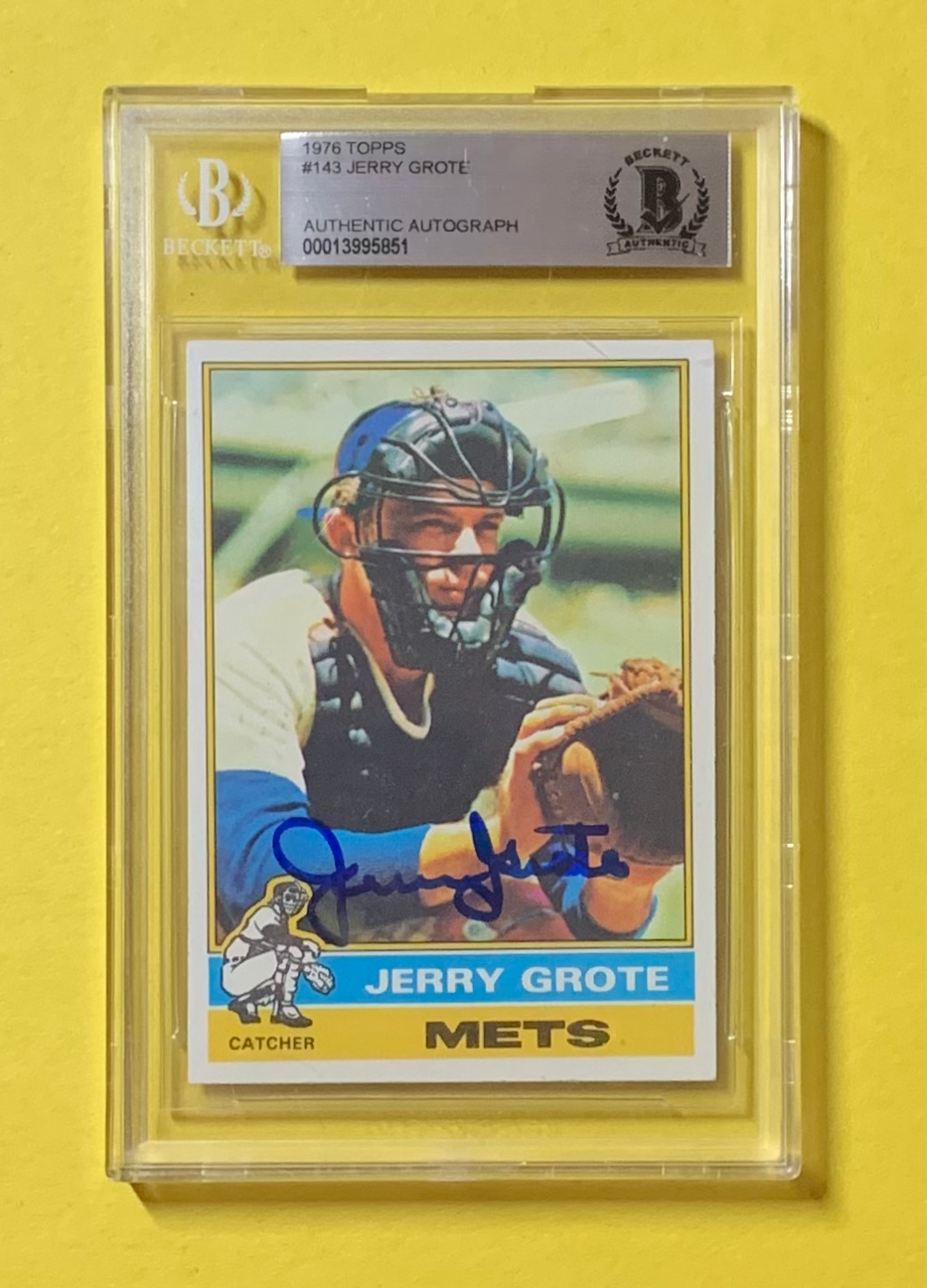 1976 TOPPS JERRY GROTE #143 AUTHENTIC AUTO BECKETT CERTIFIED METS