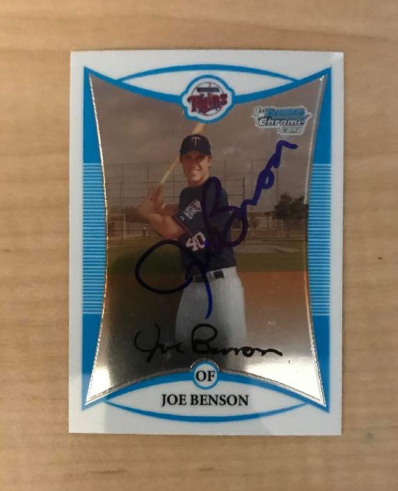 JOE BENSON MINNESOTA TWINS SIGNED 2008 BOWMAN CHROME CARD #BCP163 W/COA 
