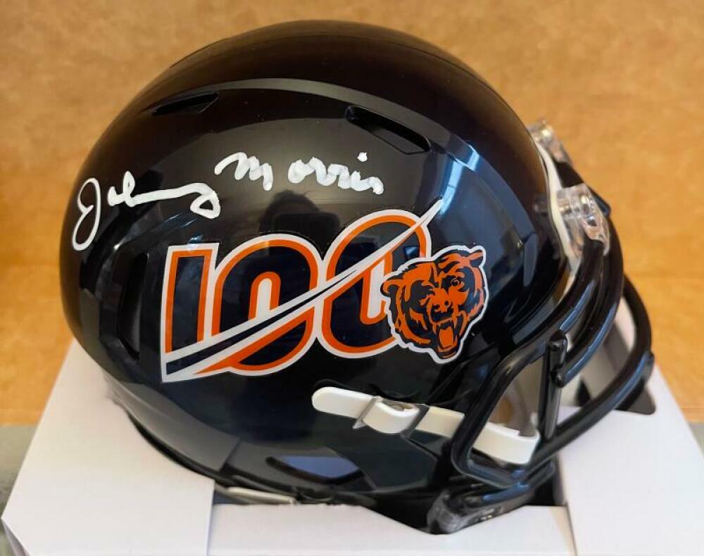 JOHNNY MORRIS BEARS 100TH SIGNED AUTOGRAPHED MINI HELMET W/COA