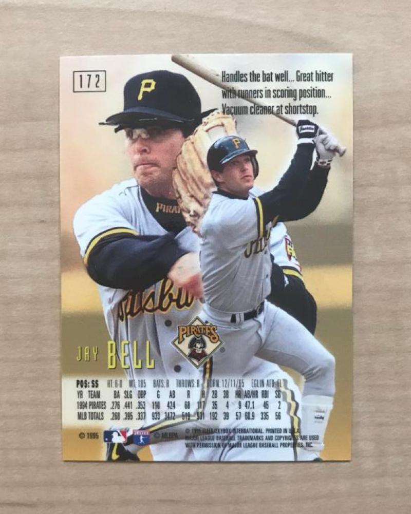 JAY BELL PITTSBURGH PIRATES SIGNED AUTOGRAPHED 1995 E MOTION CARD #172 W/COA 