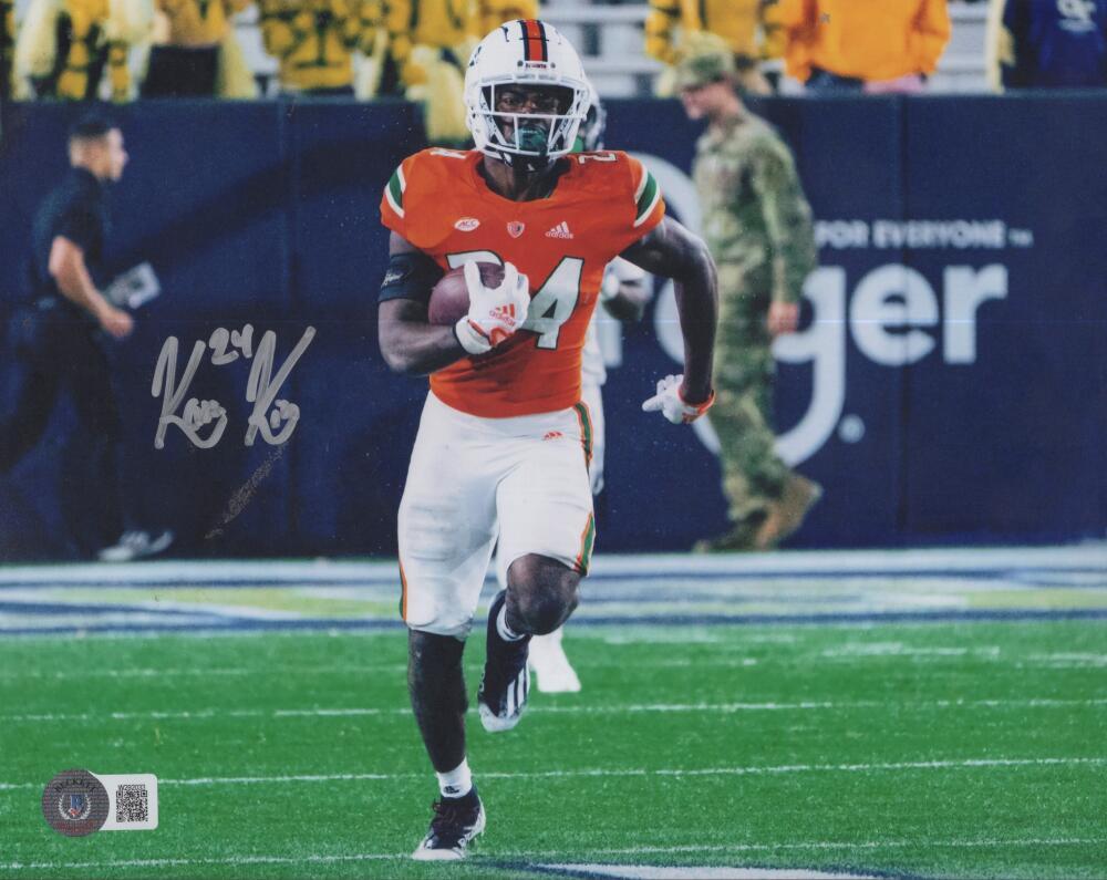 KAM KINCHENS.HURRICANES SIGNED AUTOGRAPHED 8X10 PHOTO BECKETT AUTH
