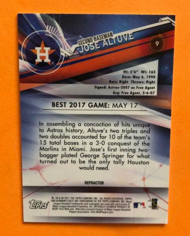 2017 BOWMAN'S BEST PURPLE REFRACTOR JOSE ALTUVE ASTROS 194/250