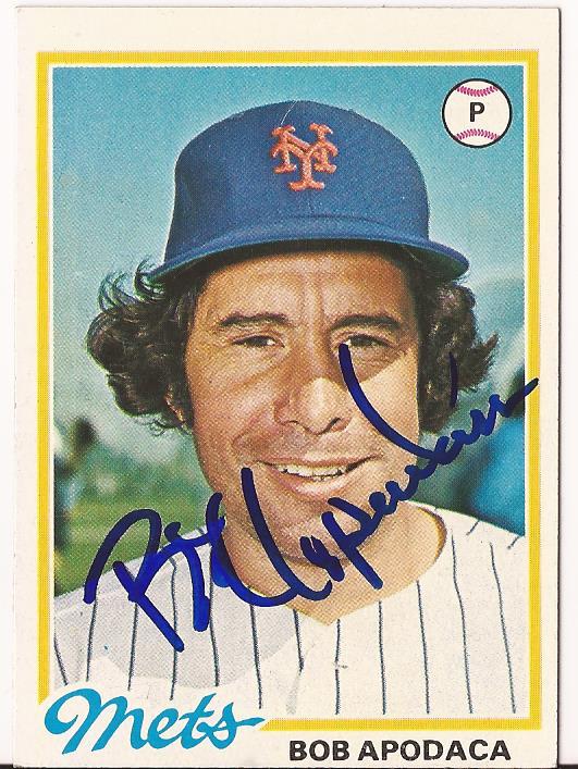 BOB APODACA NEW YORK METS SIGNED AUTOGRAPHED 1978 TOPPS CARD #592 W/COA