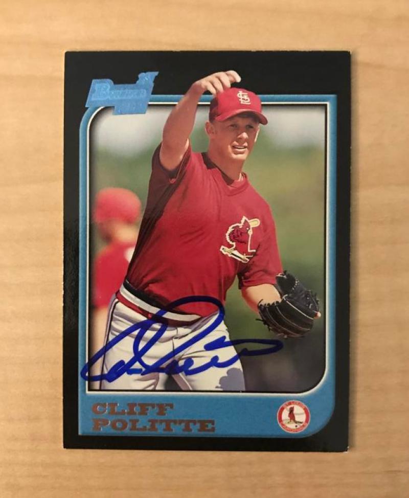 CLIFF POLITTE ST. LOUIS CARDINALS SIGNED AUTOGRAPHED 1997 BOWMAN CARD #419 W/COA