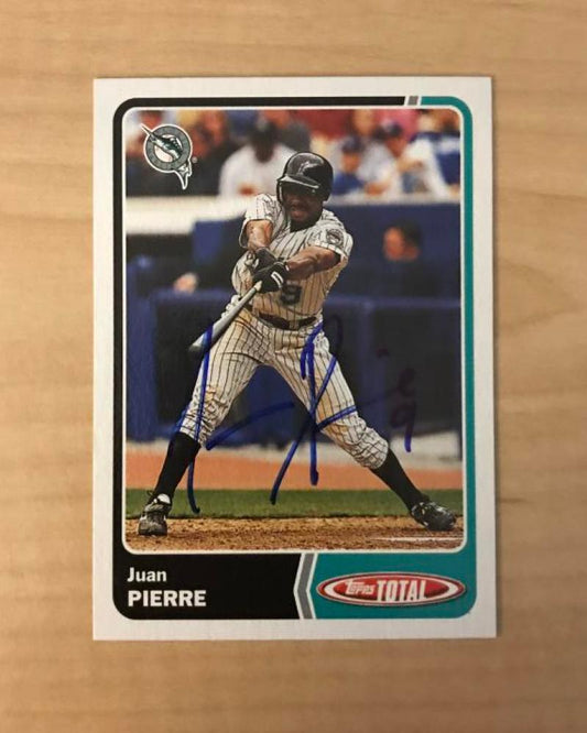 JUAN PIERRE FLORIDA MARLINS SIGNED AUTOGRAPHED 2003 TOPPS TOTAL CARD #621 W/COA 