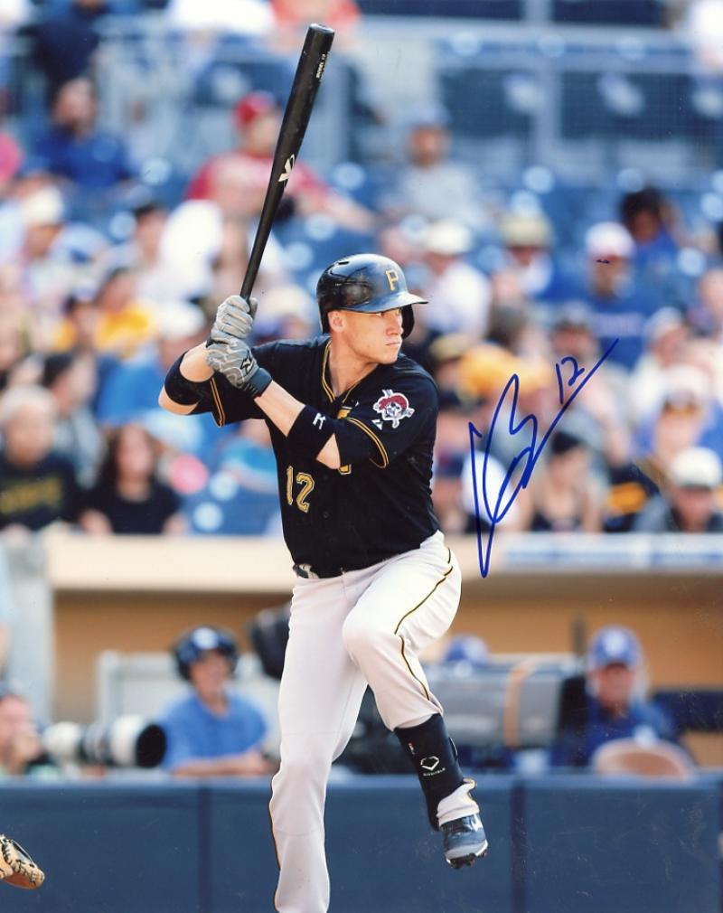CLINT BARMES AT BAT PITTSBURGH PIRATES  SIGNED 8X10 PHOTO