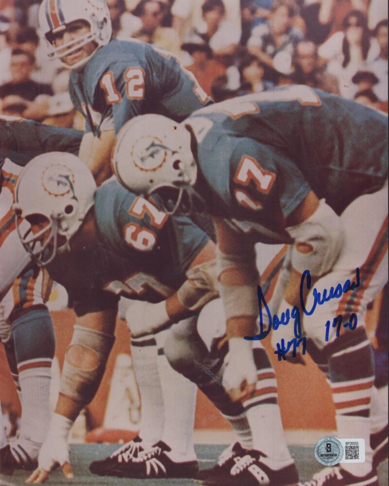 DOUG CRUSIN DOLPHINS 17-0  SIGNED AUTOGRAPHED 8X10 PHOTO BECKETT AUTH