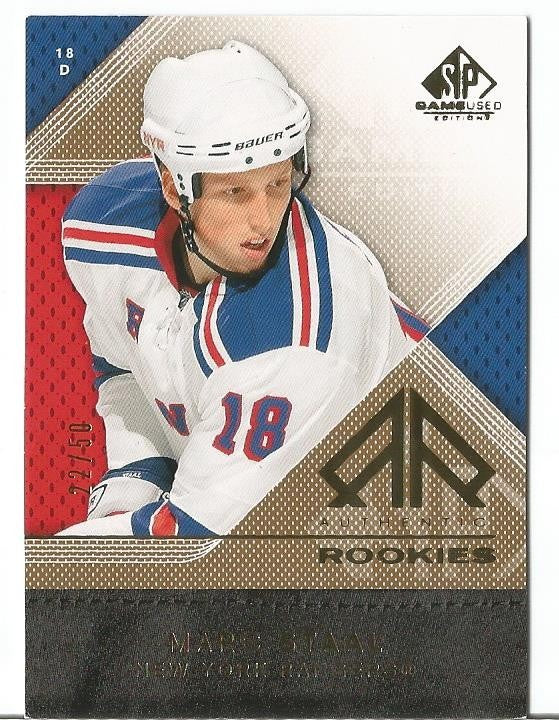 MARC STAAL NY RANGERS 2007-08 SP GAME USED EDITION RC CARD GOLD EDITION 22/50