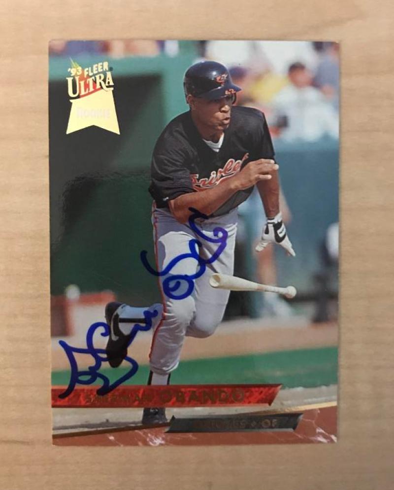 SHERMAN OBANDO BALTIMORE ORIOLES SIGNED AUTOGRAPHED 1993 FLEER CARD #497 W/COA 