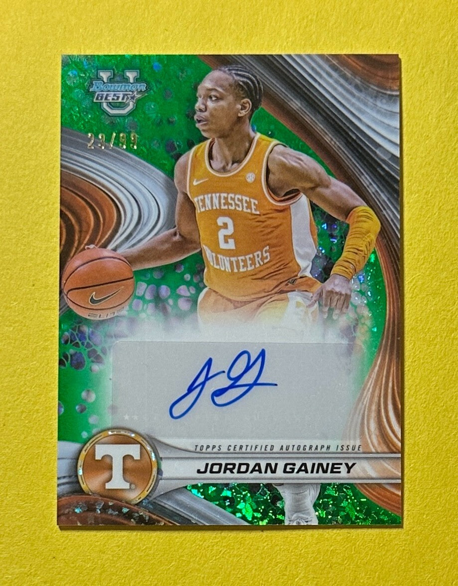 2024-25 BOWMAN'S BEST JORDAN GAINEY AUTOGRAPH GREEN /99 #B24-JG TENNESSEE