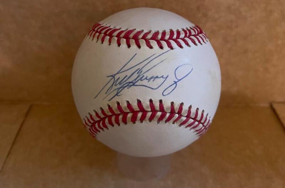 KEN GRIFFEY JR. MARINERS SIGNED VINTAGE A.L. BASEBALL BECKETT AUTH