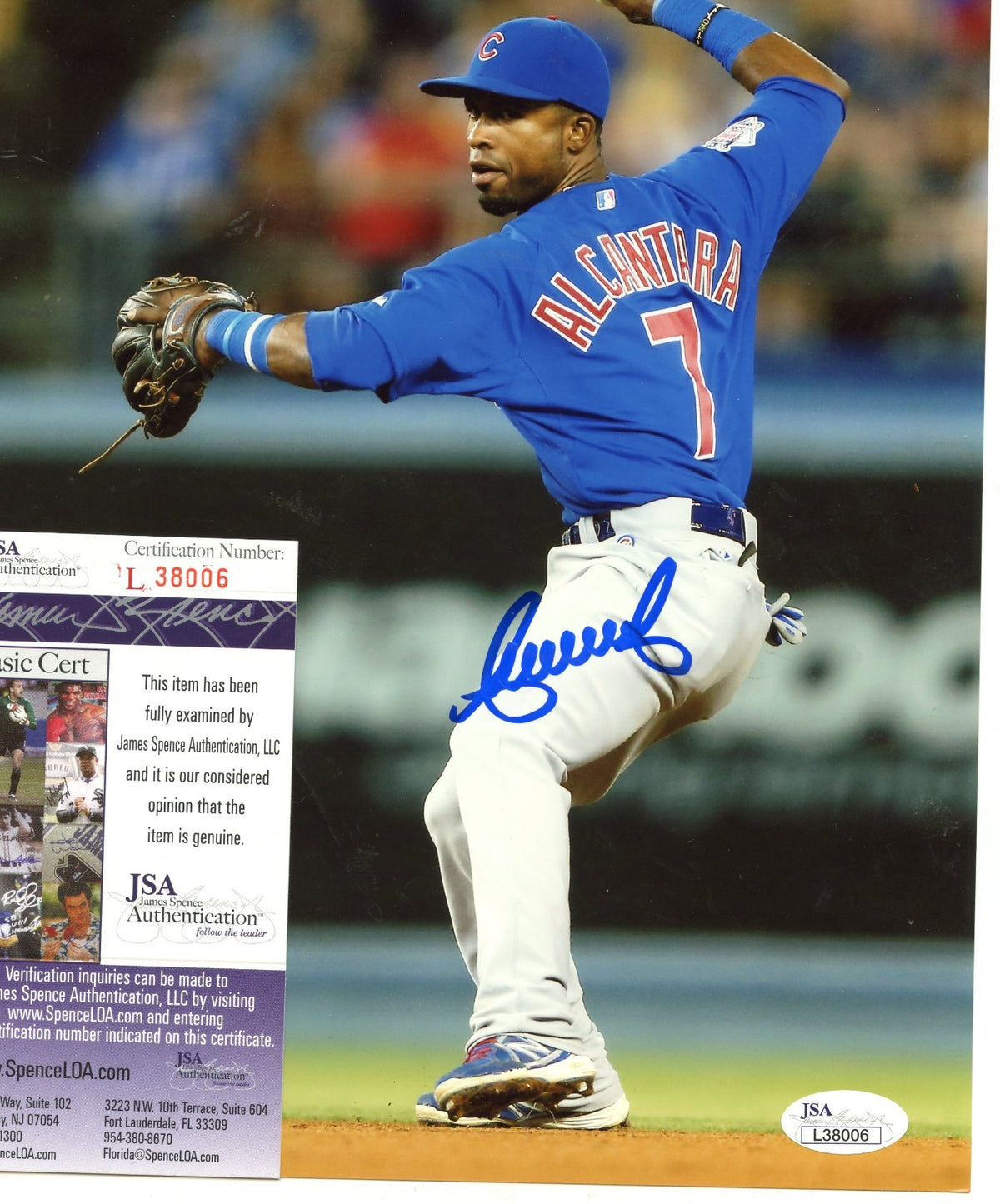 ARISMENDY  ALCANTARA   CHICAGO CUBS  THROWING  AUTO  SIGNED  8X10    JSA  L38006