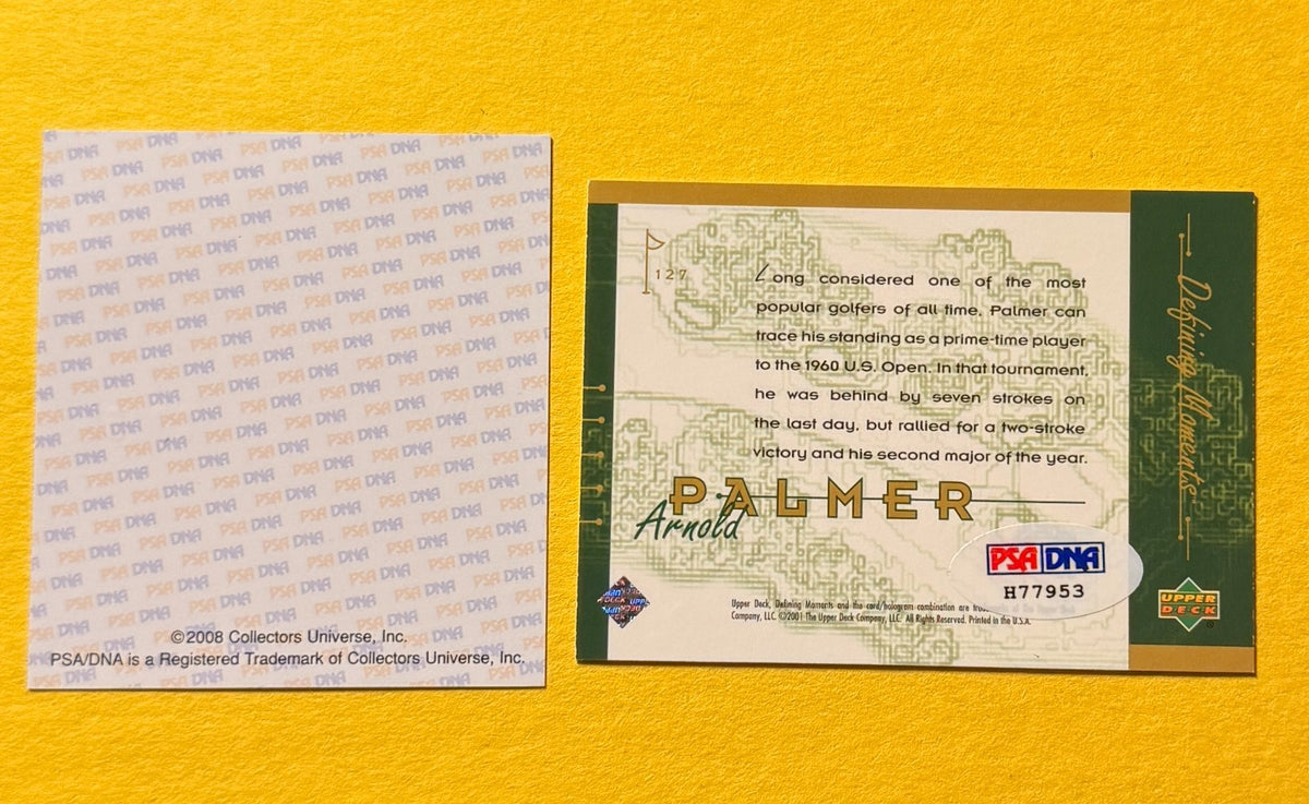 2001 UPPER DECK ARNOLD PALMER #127 SIGNED AUTO CARD PSA/DNA CERT