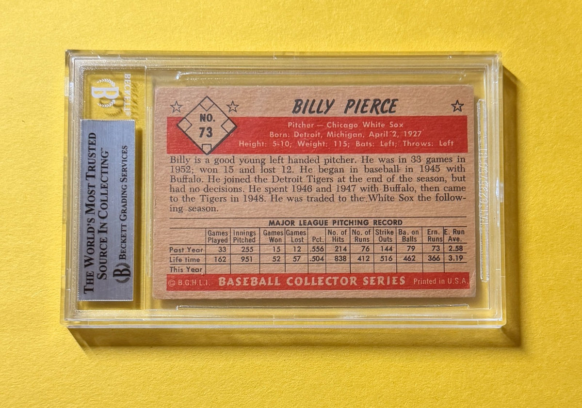 1953 BOWMAN COLOR BILLY PIERCE #73 SIGNED AUTO CARD BECKETT AUTHENTIC WHITE SOX