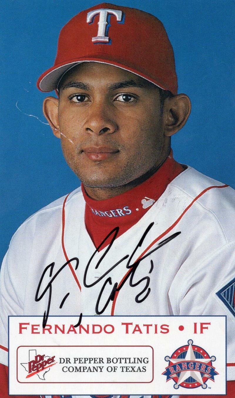 FERNANDO TATIS TEXAS RANGERS  SIGNED 3X5 POSTCARD W/ COA