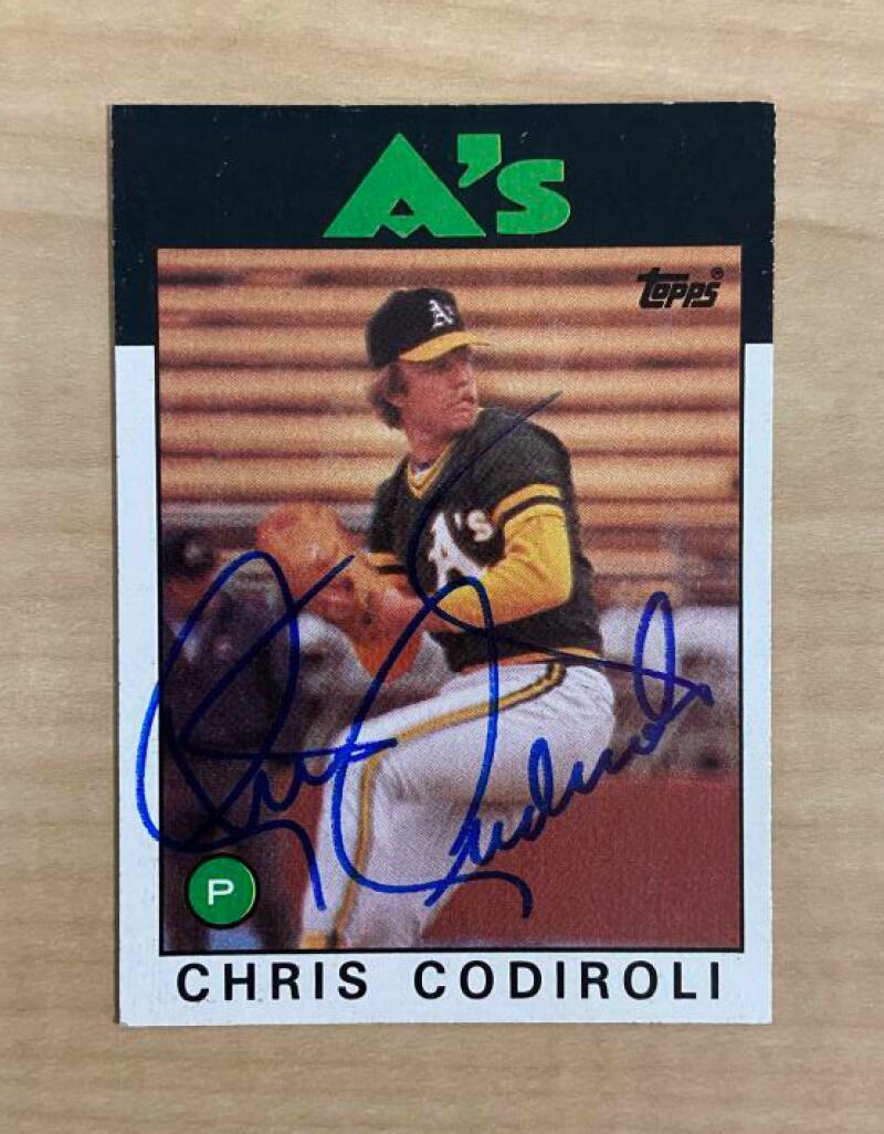 CHRIS CODIROLI OAKLAND ATHLETICS SIGNED AUTOGRAPHED 1986 TOPPS CARD #433 W/COA