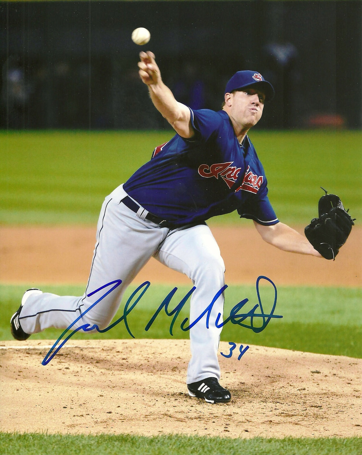 ZACH MCALLISTER CLEVELAND INDIANS SIGNED AUTOGRAPHED 8x10 PHOTO W/COA THROWING