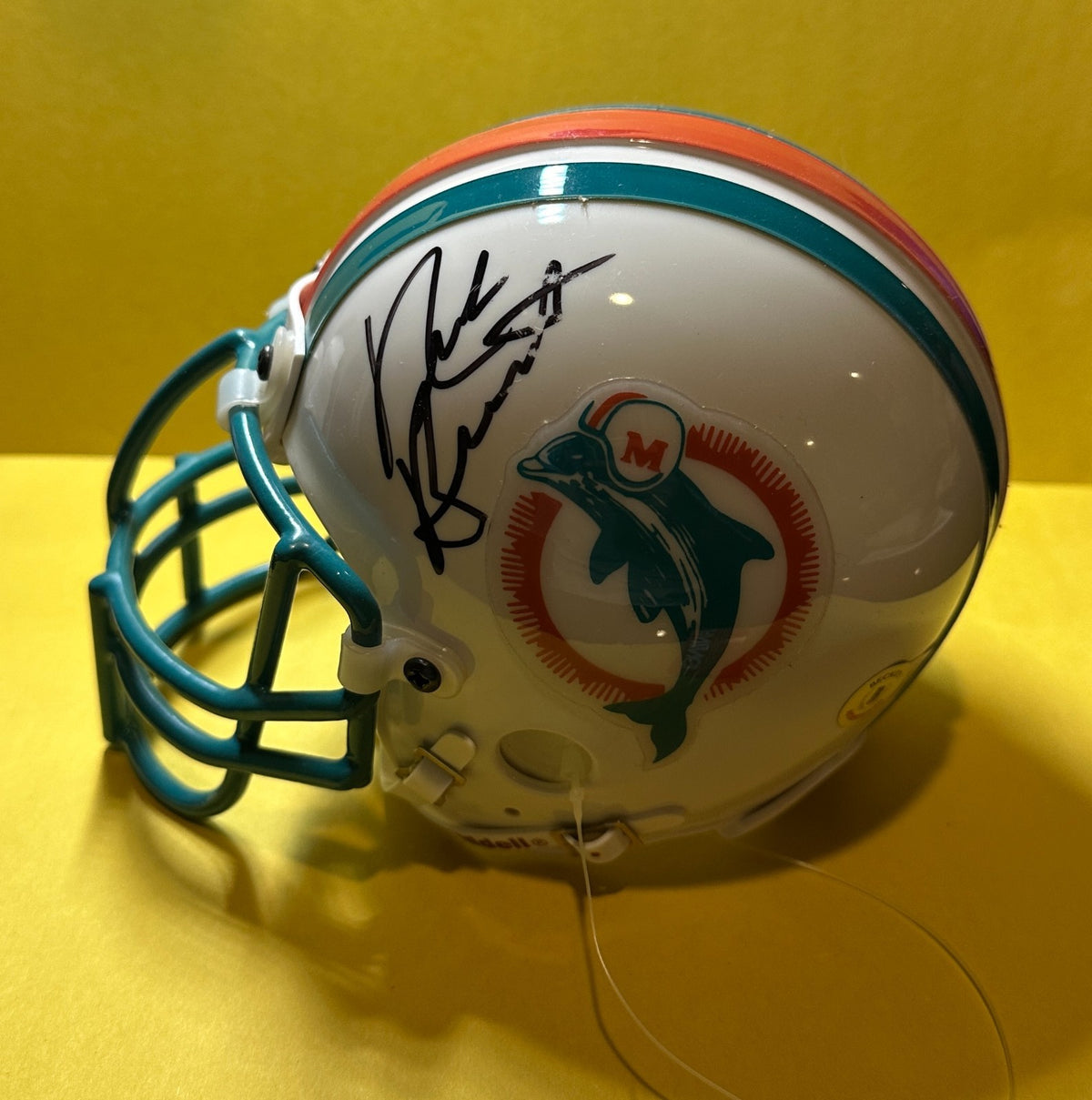 NICK BUONICONTI MIAMI DOLPHINS SIGNED AUTOGRAPHED WHITE MINI HELMET BAS