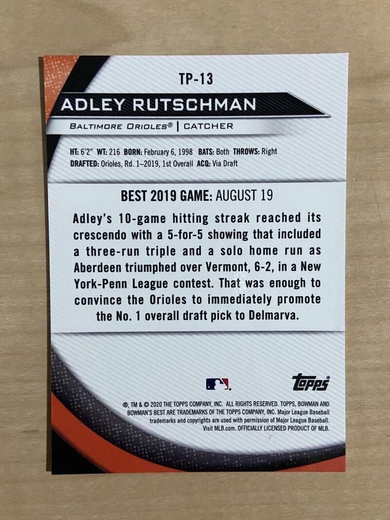 2020 BOWMAN'S BEST ADLEY RUTSCHMAN CRACKED ICE TP-13 