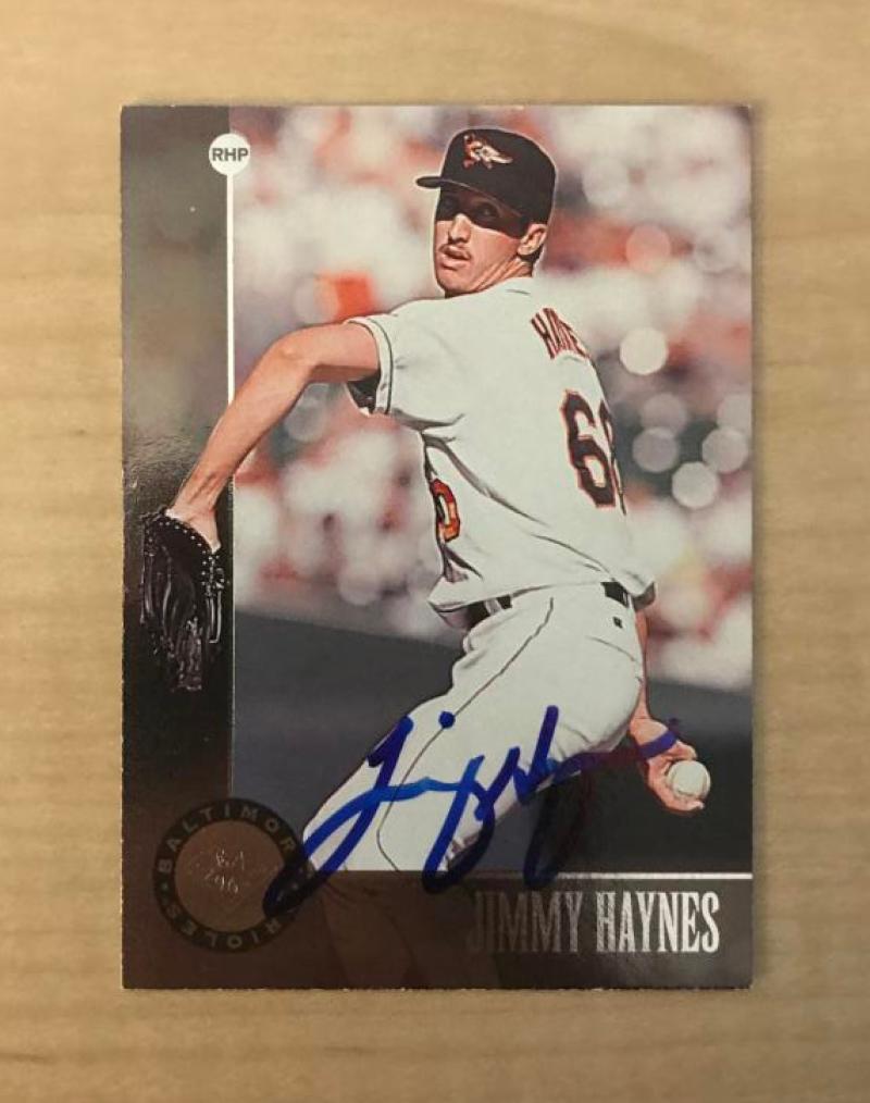 JIMMY HAYNES BALTIMORE ORIOLES SIGNED AUTOGRAPHED 1996 DONRUSS CARD #189 W/COA