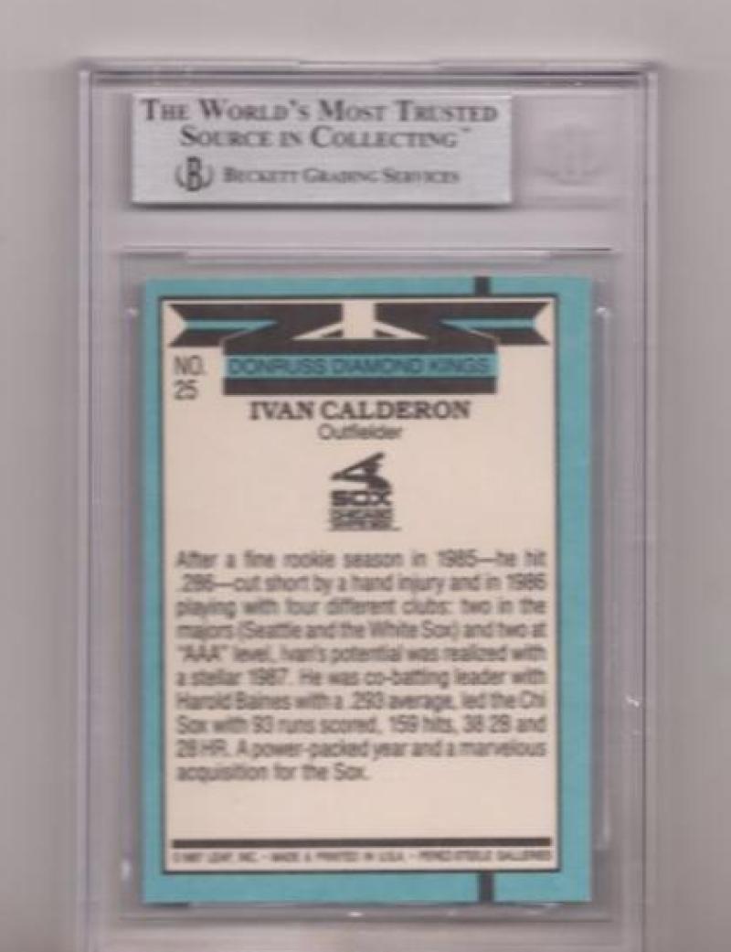 1988 DONRUSS IVAN CALDERON SIGNED CARD BECKETT AUTHENTIC AUTOGRAPH