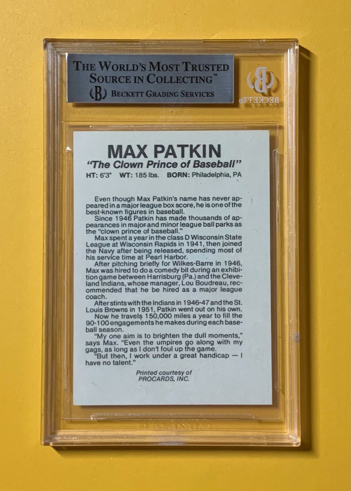 MAX PATKIN THE CLOWN PRINCE BECKETT AUTHENTIC AUTO 