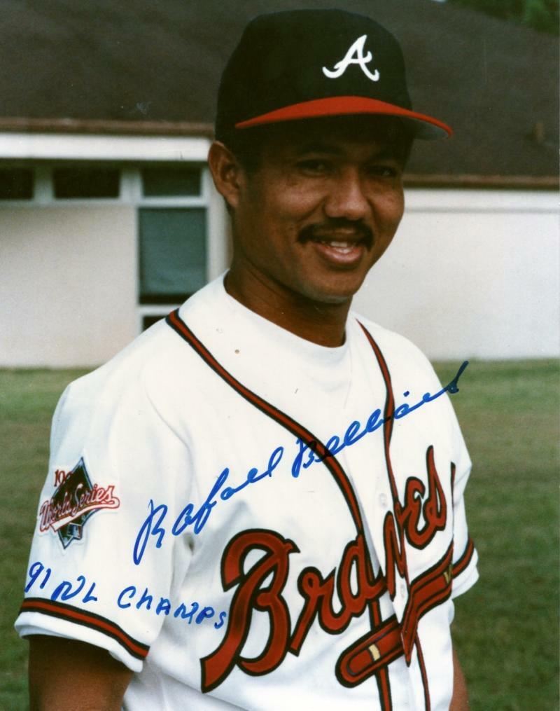RAFAEL BELLIARD BRAVES 91 NL CHAMPS   SIGNED AUTOGRAPHED  8X10 PHOTO W/ COA