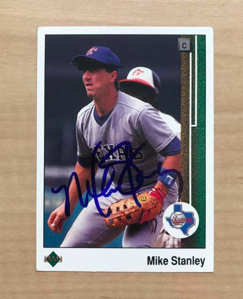 MIKE STANLEY TEXAS RANGER SIGNED AUTOGRAPHED 1989 UPPER DECK CARD #579 W/COA 