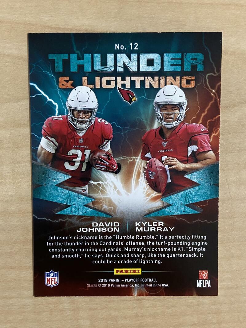 DAVID JOHNSON KYLER MURRAY ARIZONA CARDINALS 2019 PLAYOFF CARD #12