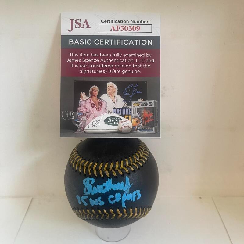 STEVE AVERY BRAVES 95 WS CHAMPS SIGNED BLACK M.L. BASEBALL JSA AF50309