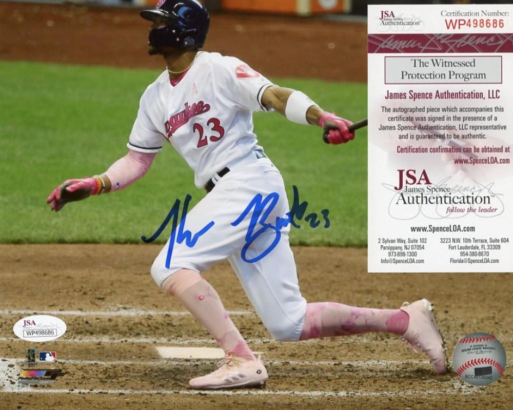 KEON BROXTON MILWAUKEE BREWERS MOTHERS DAY B SIGNED 8X10 PHOTO JSA WP498686