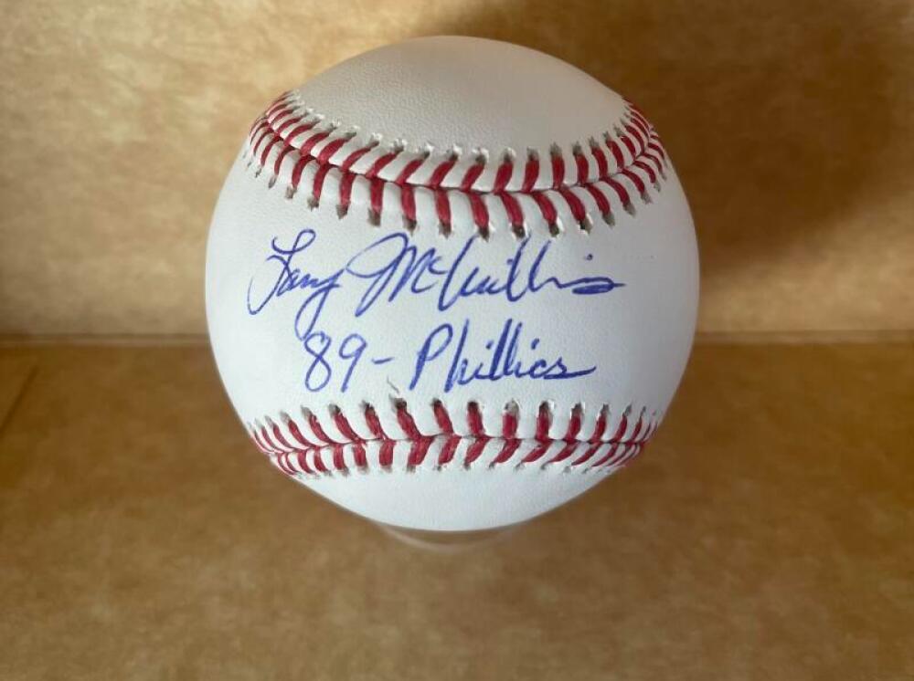 LARRY MCWILLIAMS 89-PHILLIES SIGNED AUTOGRAPHED M.L. BASEBALL BECKETT