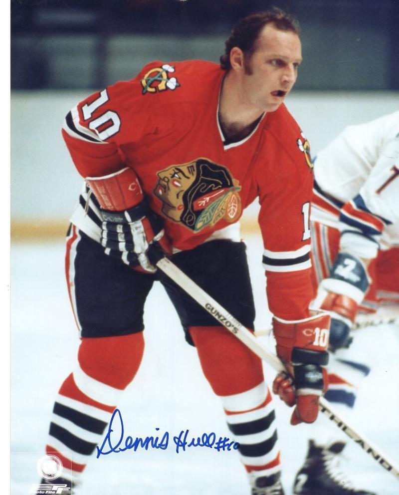 DENNIS HULL CHICAGO BLACK HAWKS SIGNED AUTOGRAPHED 8X10 PHOTO W/COA