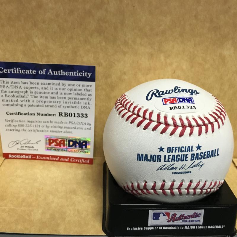 JUSTIN NICOLINO MIAMI MARLINS ROOKIE BALL M.L. SIGNED BASEBALL PSA RB01333