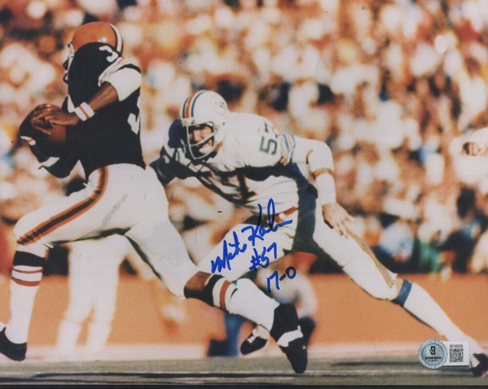 MIKE KOLEN DOLPHINS 17-9  SIGNED AUTOGRAPHED 8X10 PHOTO BECKETT AUTH