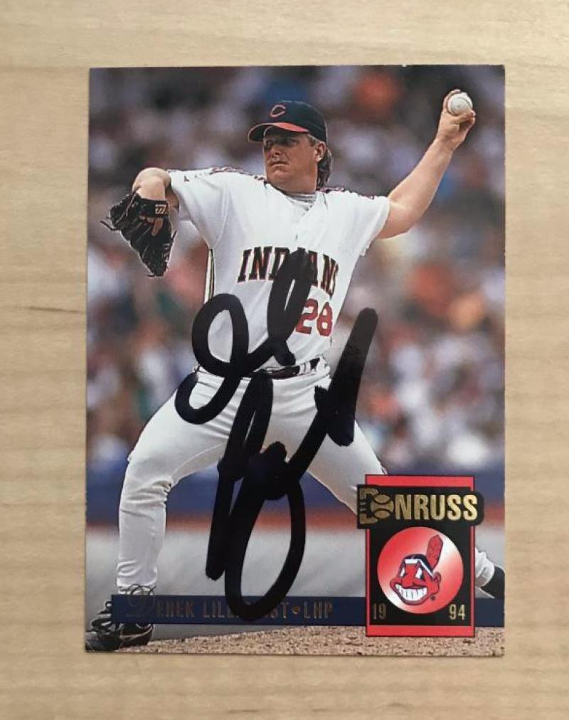 DEREK LILLIQUIST CLEVELAND INDIANS AUTOGRAPHED 1994 DONRUSS CARD #154 W/COA