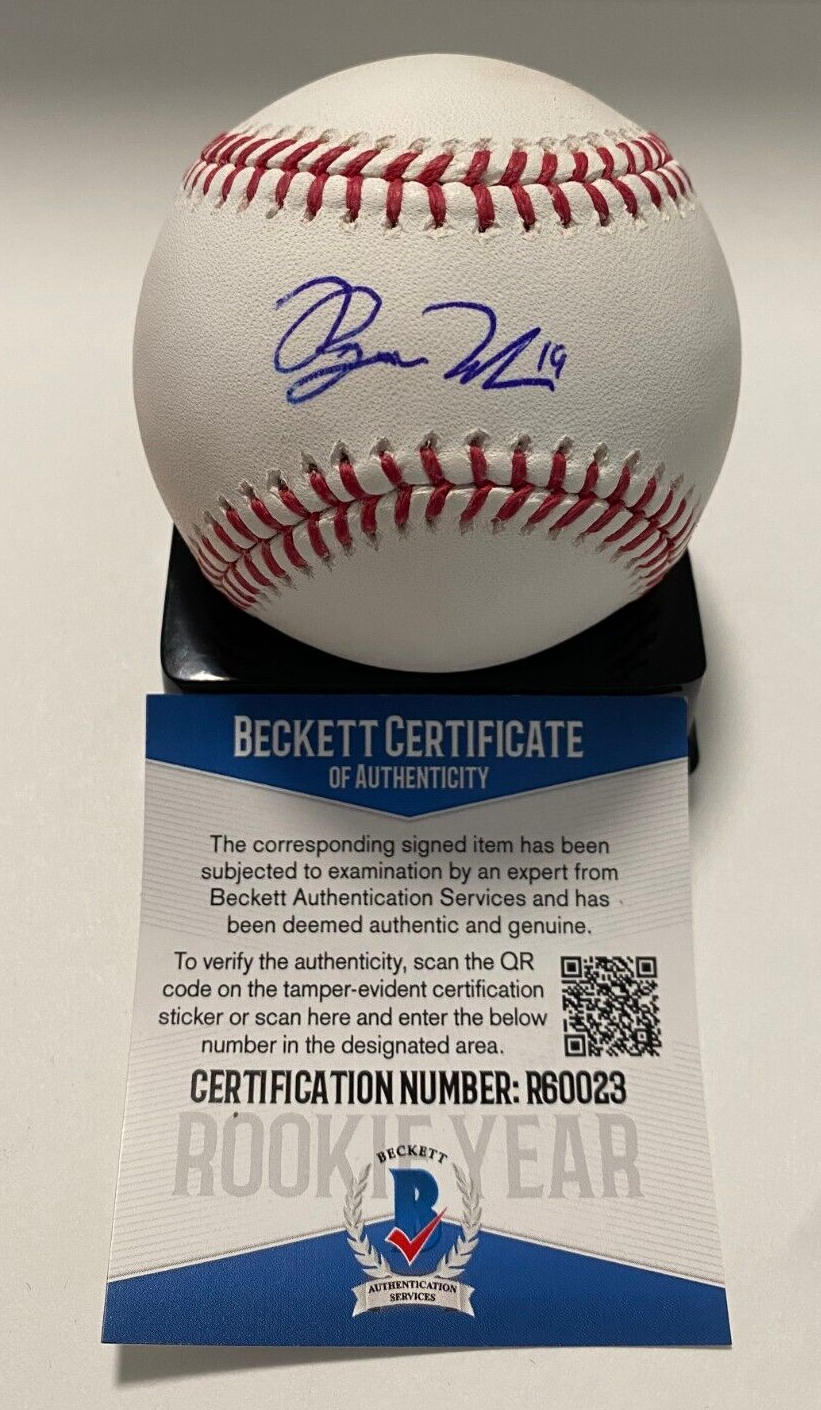 RYAN NODA OAKLAND A'S SIGNED AUTOGRAPHED M.L. BASEBALL BECKETT