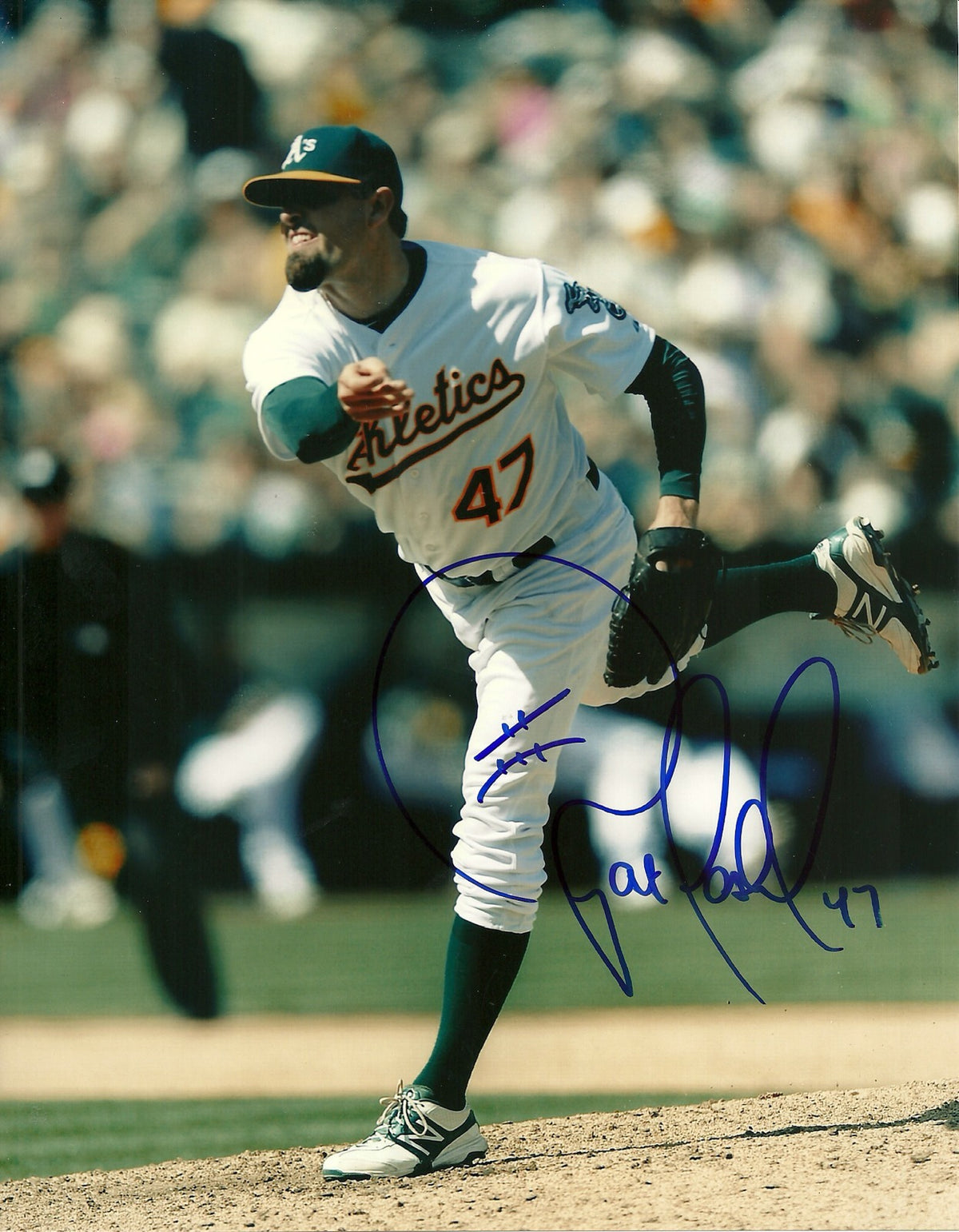 PAT NESHEK OAKLAND ATHLETICS SIGNED AUTOGRAPHED 8x10 PHOTO W/COA THROWING