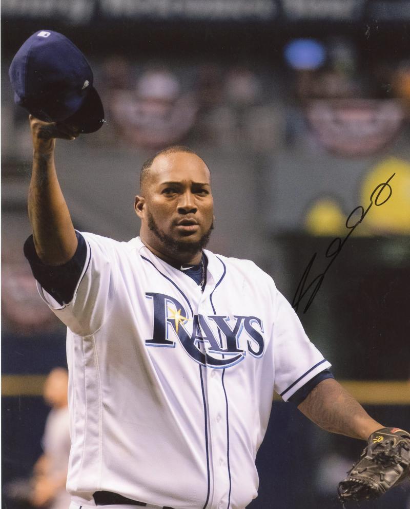 JUMBO DIAZ TAMPA BAY RAYS TIPPING CAP SIGNED AUTOGRAPHED 8X10 PHOTO W/COA